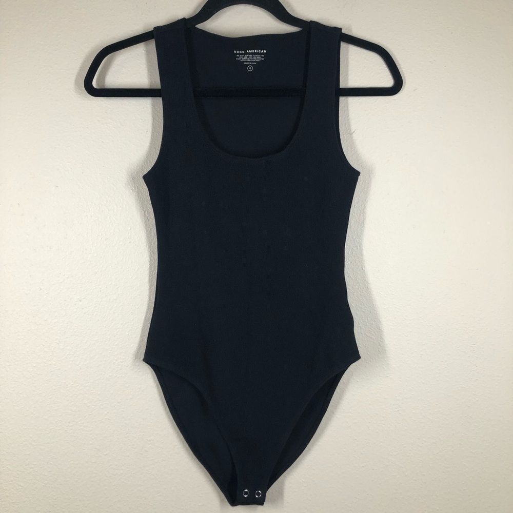 Good American Modern Tank Sleeveless Bodysuit in Black Size 2 Or Medium